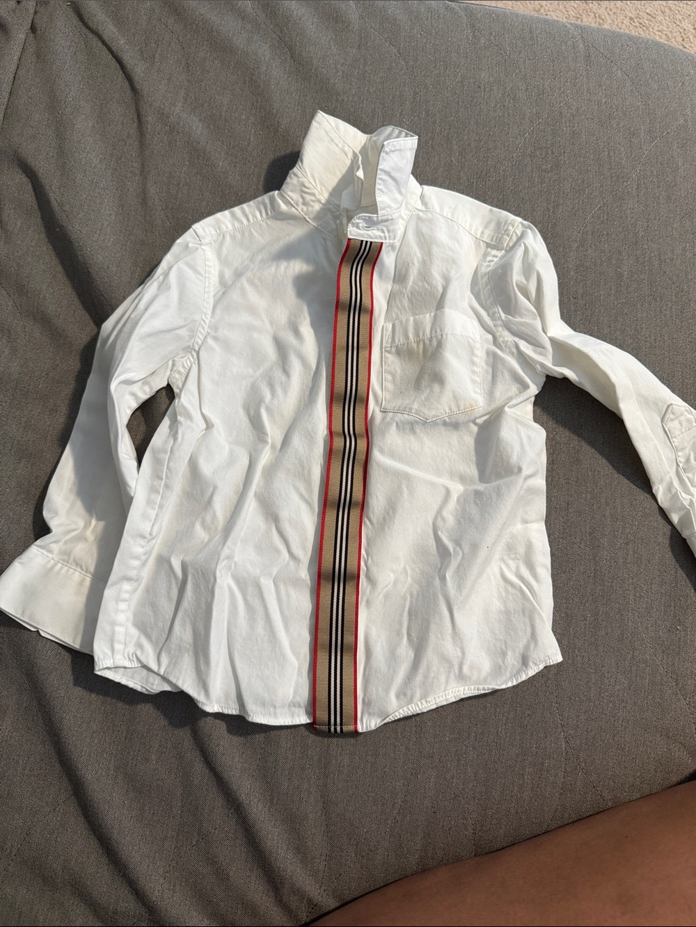 Burberry White Button-Down Shirt with Signature Stripe